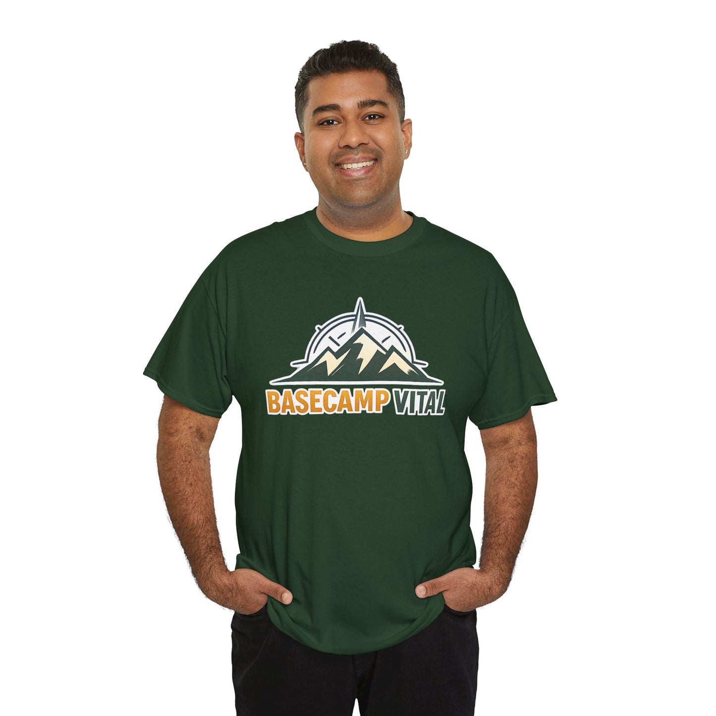 Base Camp Vital Mountain Compass Crewneck T-Shirt | Outdoor Hiking Graphic Tee | Midweight Cotton Trail Shirt (free shipping)