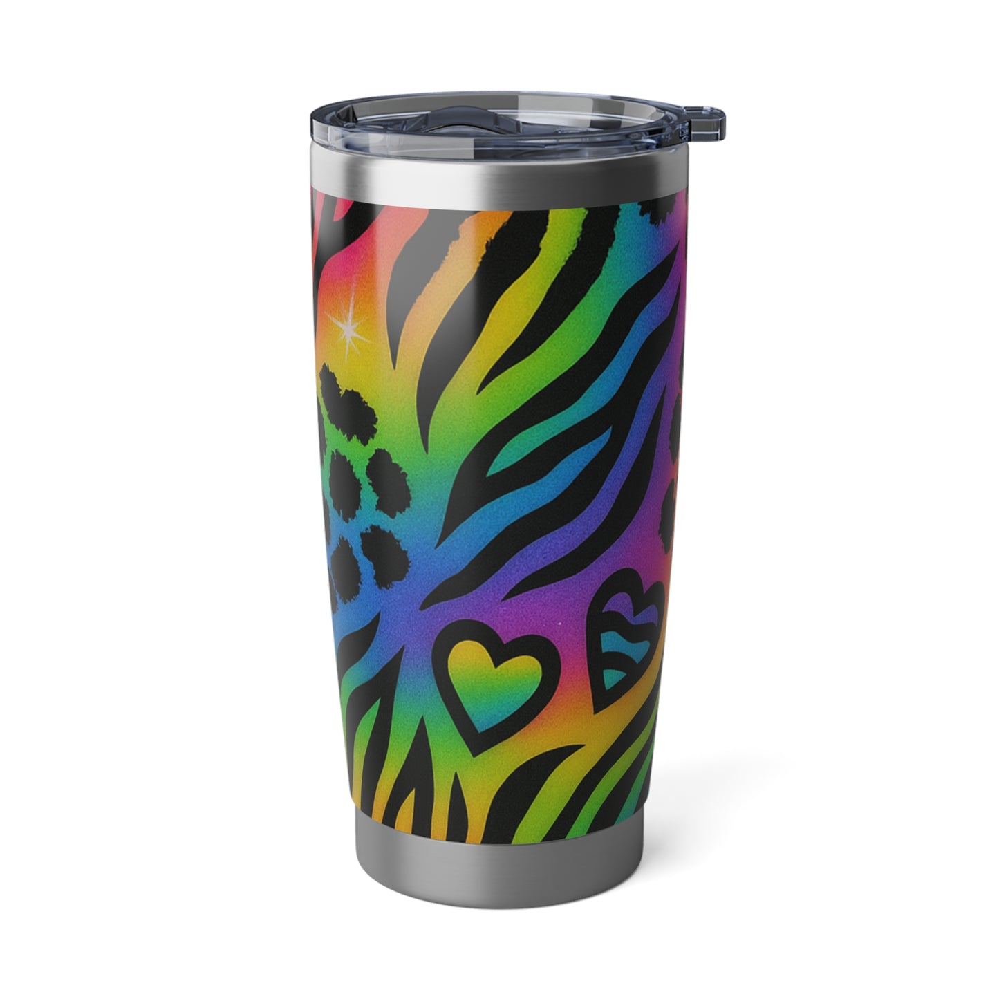 Rainbow Animal Print 20oz Tumbler - Neon Leopard & Zebra Travel Mug