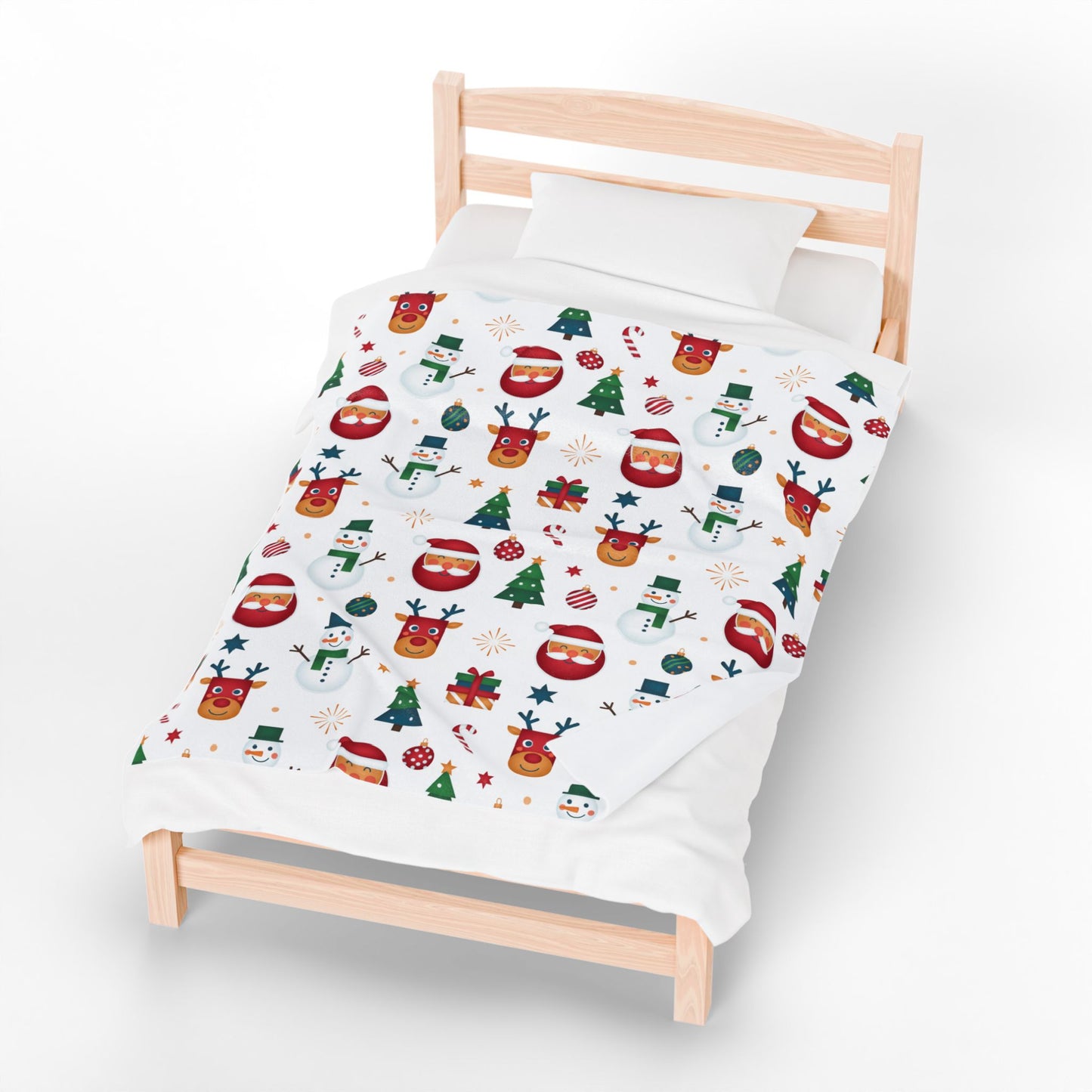 Christmas Character Velveteen Plush Blanket — Reindeer, Santa & Snowman Holiday Throw (free shipping)