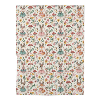 Boho Woodland Friends Baby Swaddle Blanket — Floral Deer & Fox Nursery Wrap