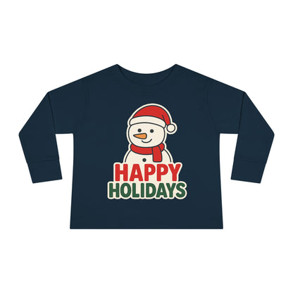 Toddler Long Sleeve Tee — 'Happy Holidays' Snowman Kids Christmas Shirt