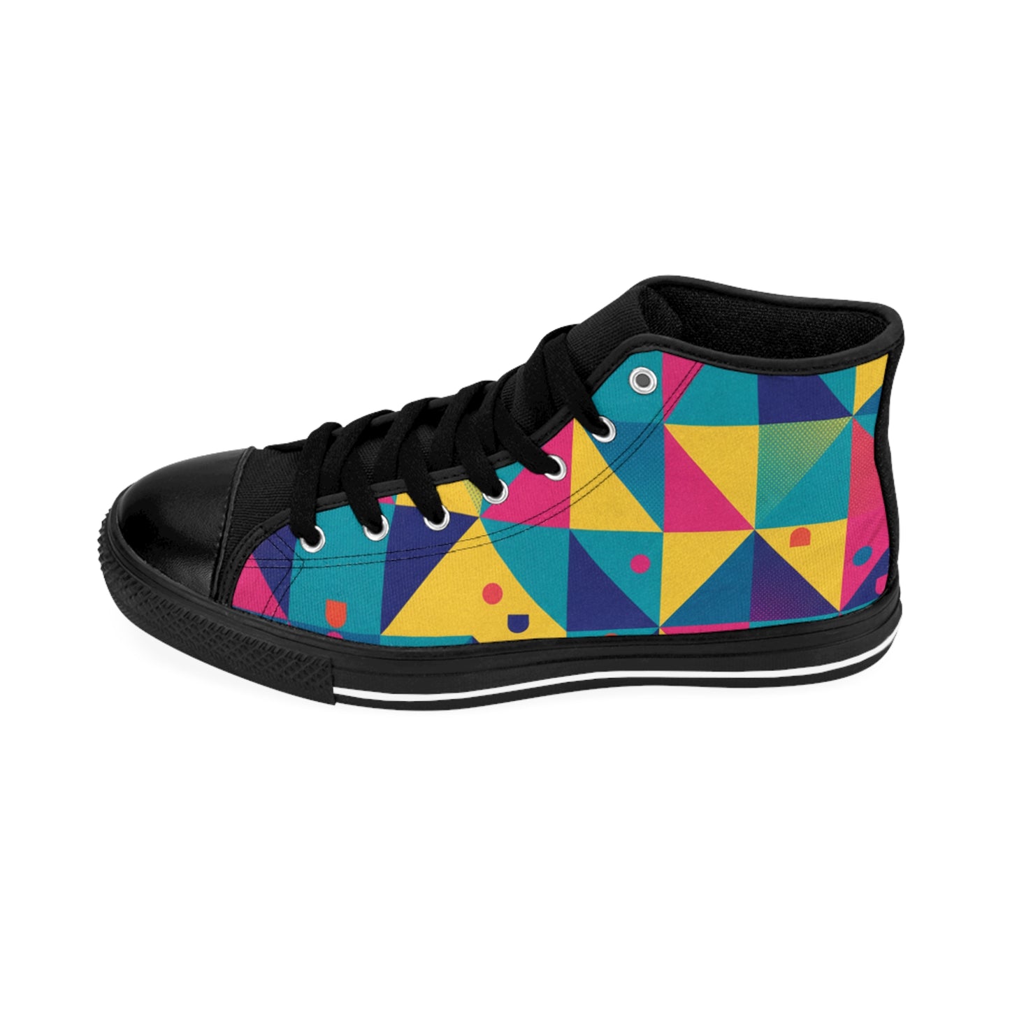 Men's Retro  Geometric Color-Block High-Top Sneakers — Men's Retro Triangle Pattern (free shipping)