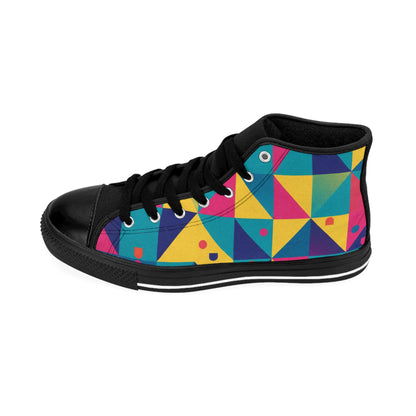 Men's Retro  Geometric Color-Block High-Top Sneakers — Men's Retro Triangle Pattern (free shipping)