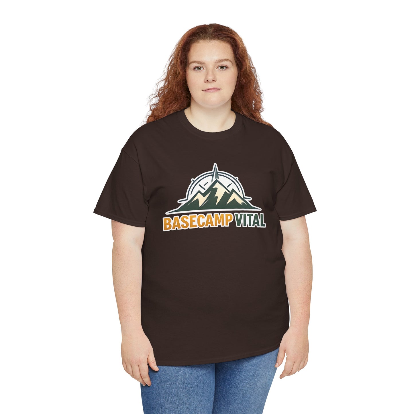Base Camp Vital Mountain Compass Crewneck T-Shirt | Outdoor Hiking Graphic Tee | Midweight Cotton Trail Shirt (free shipping)
