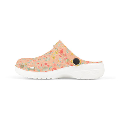 Kids Floral EVA Foam Clogs — Pink Watercolor Flower Slip-On Sandals