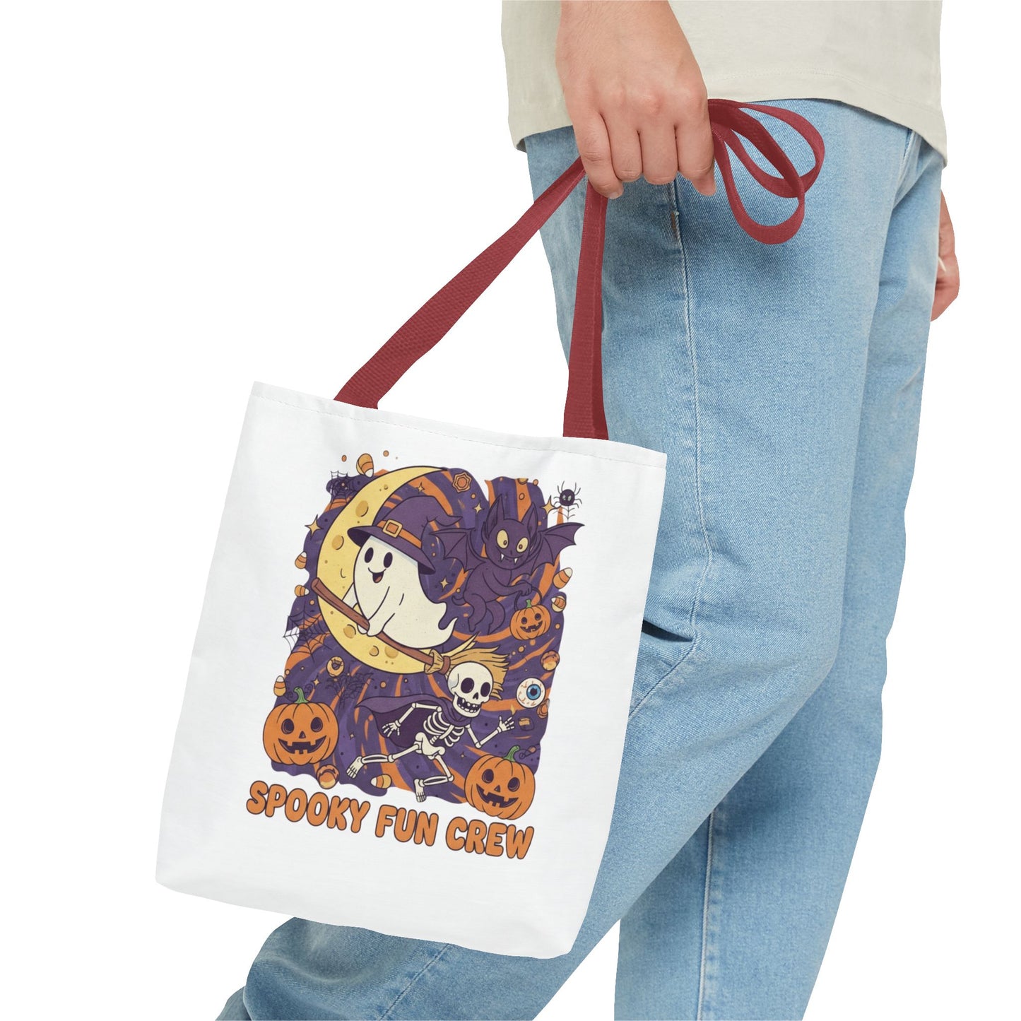 Spooky Fun Crew Halloween Tote Bag, Trick or Treat Bag, Haunted House Accessory, Fall Gift, Party Favor