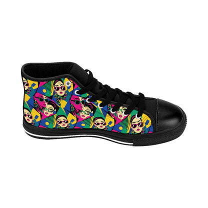 Men's High-Top Sneakers — Bold Pop Art Faces Pattern (free shipping)