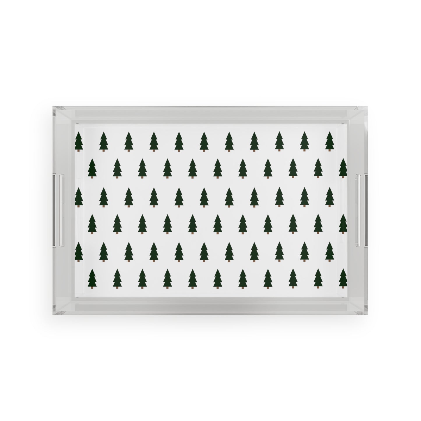 Festive Acrylic Serving Tray with Pine Tree Design
