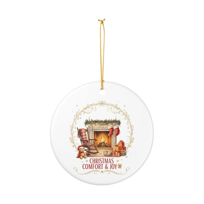 Ceramic Ornament — "Christmas Comfort & Joy" Fireplace Holiday Decoration