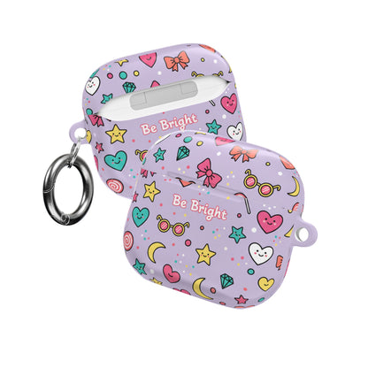 Be Bright Purple Kawaii AirPod Case — Cute Star, Heart & Moon Protective Cover (free shipping)