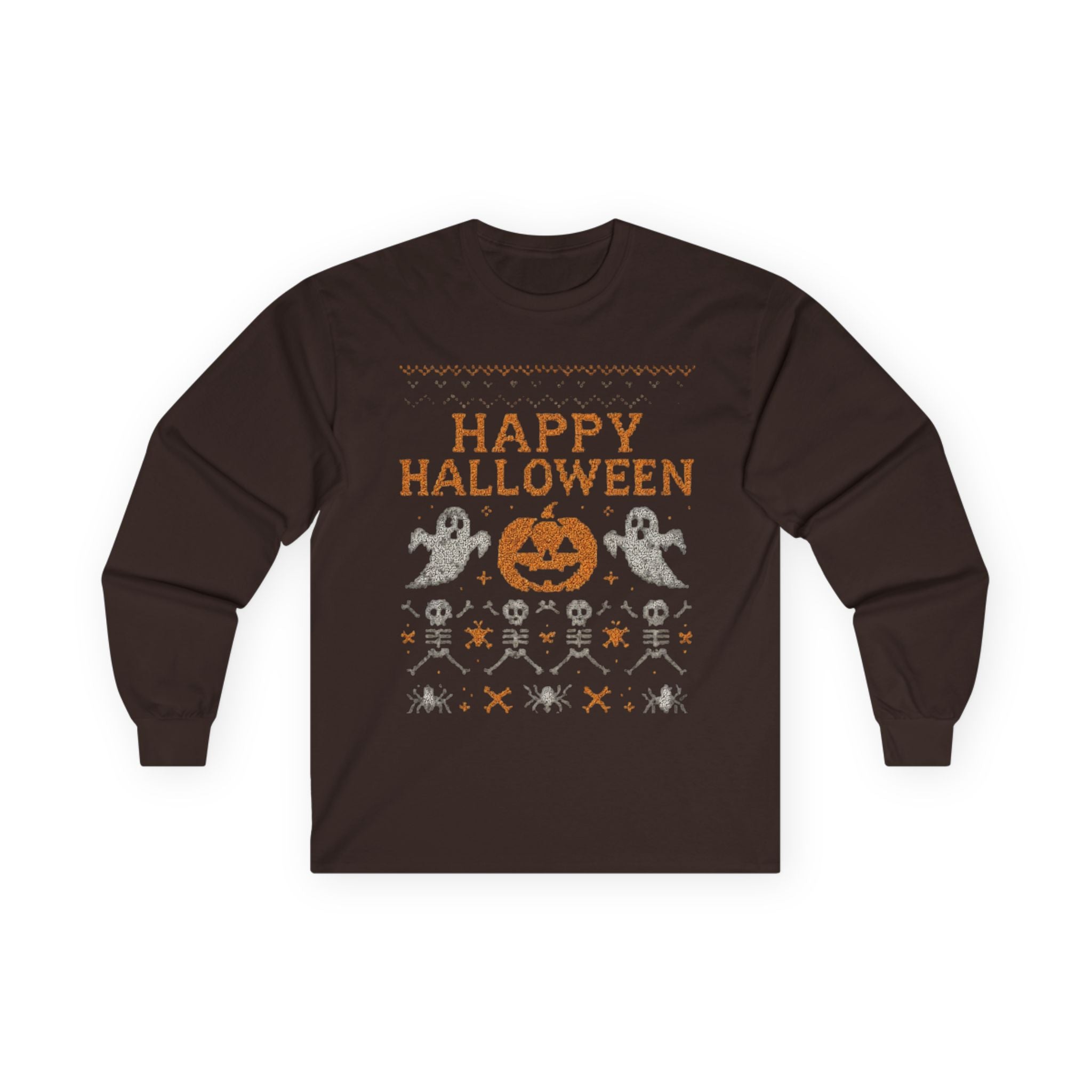 Happy Halloween Long Sleeve Tee, Spooky Tee, Halloween Costume Shirt, Autumn Festive Attire, Unisex Fall Apparel