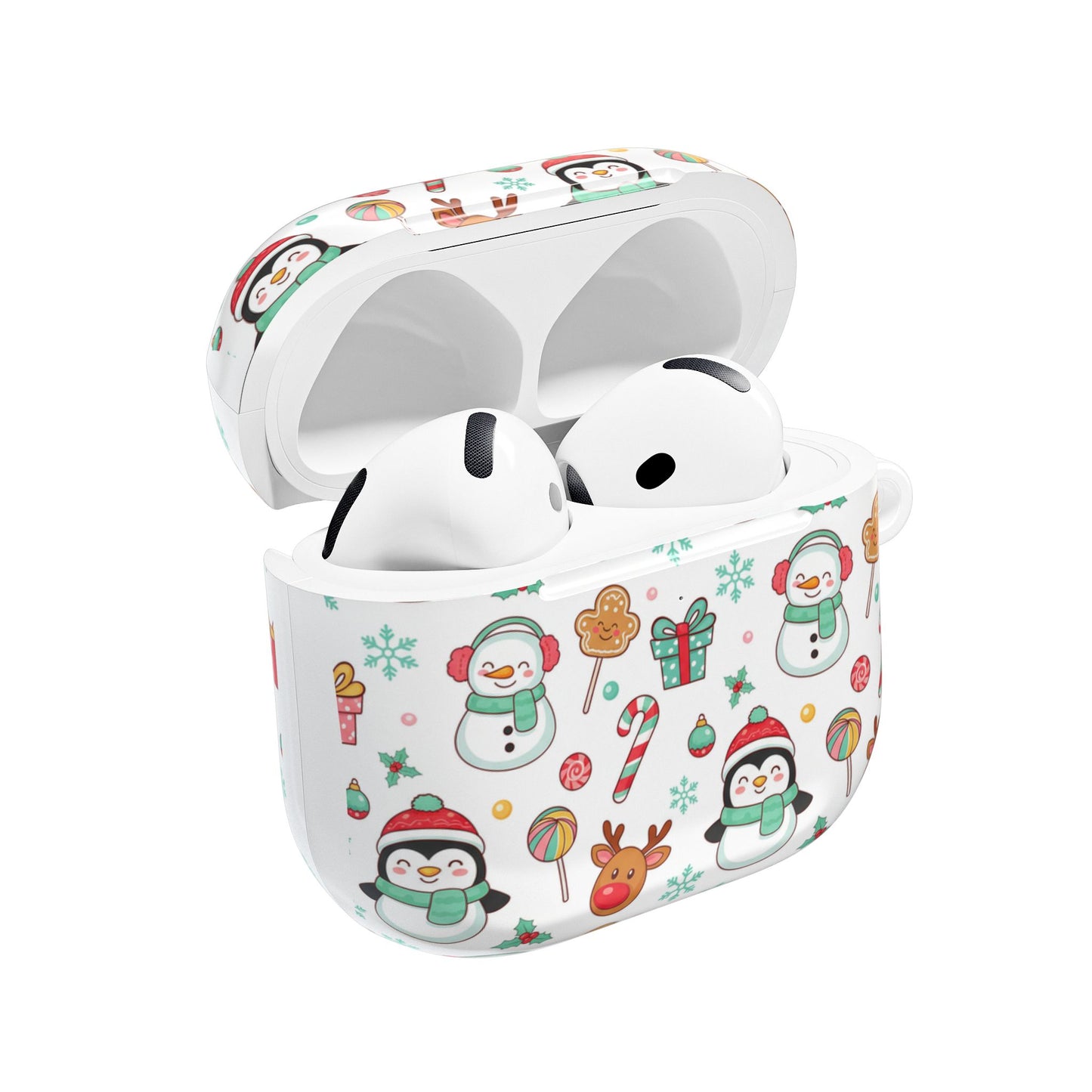 Christmas Penguins AirPod Case — Cute Holiday Snowman, Reindeer & Candy Pattern (free shipping)