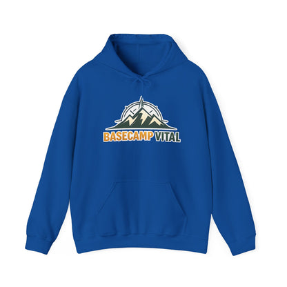Base Camp Vital Outdoor Fleece Hoodie | Mountain Compass Graphic Pullover | 50/50 Midweight Trail Hoodie  Vital Hoodie  (free shipping)