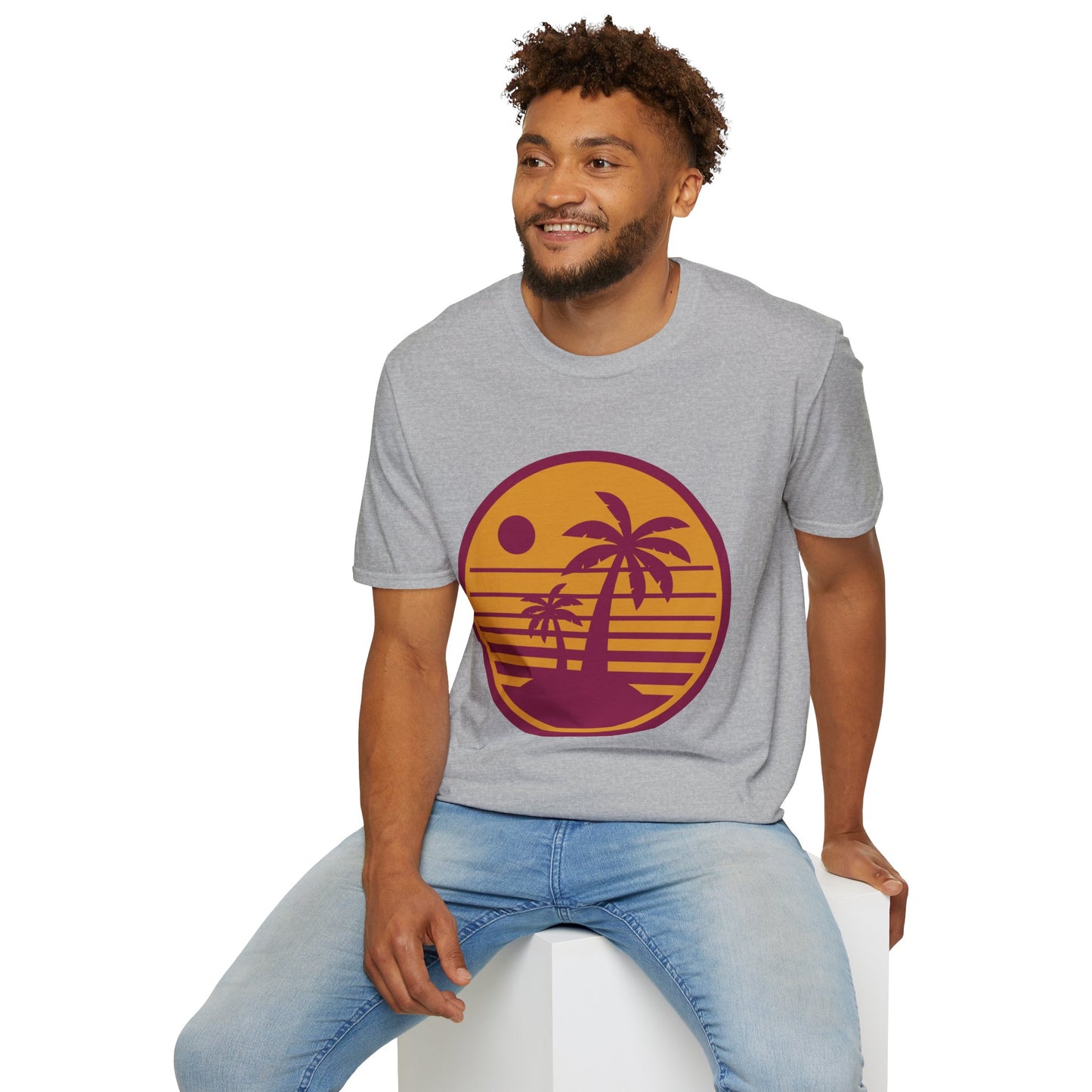 Retro Palm Sunset T-Shirt — Vintage Beach Palm Tree Tee