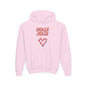 Youth Hoodie — "Holly Jolly" Candy Cane Heart Christmas Sweatshirt