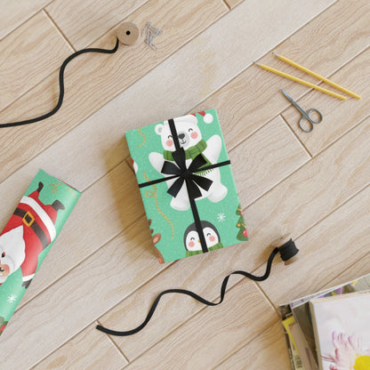 Santa and friends Gift Wrapping Paper Rolls, 1pc