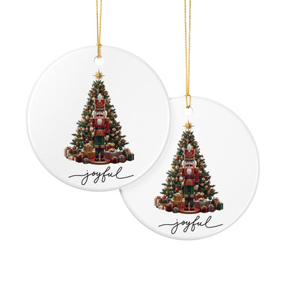 Nutcracker Christmas Tree Ceramic Ornament — 'Joyful' Holiday Decoration