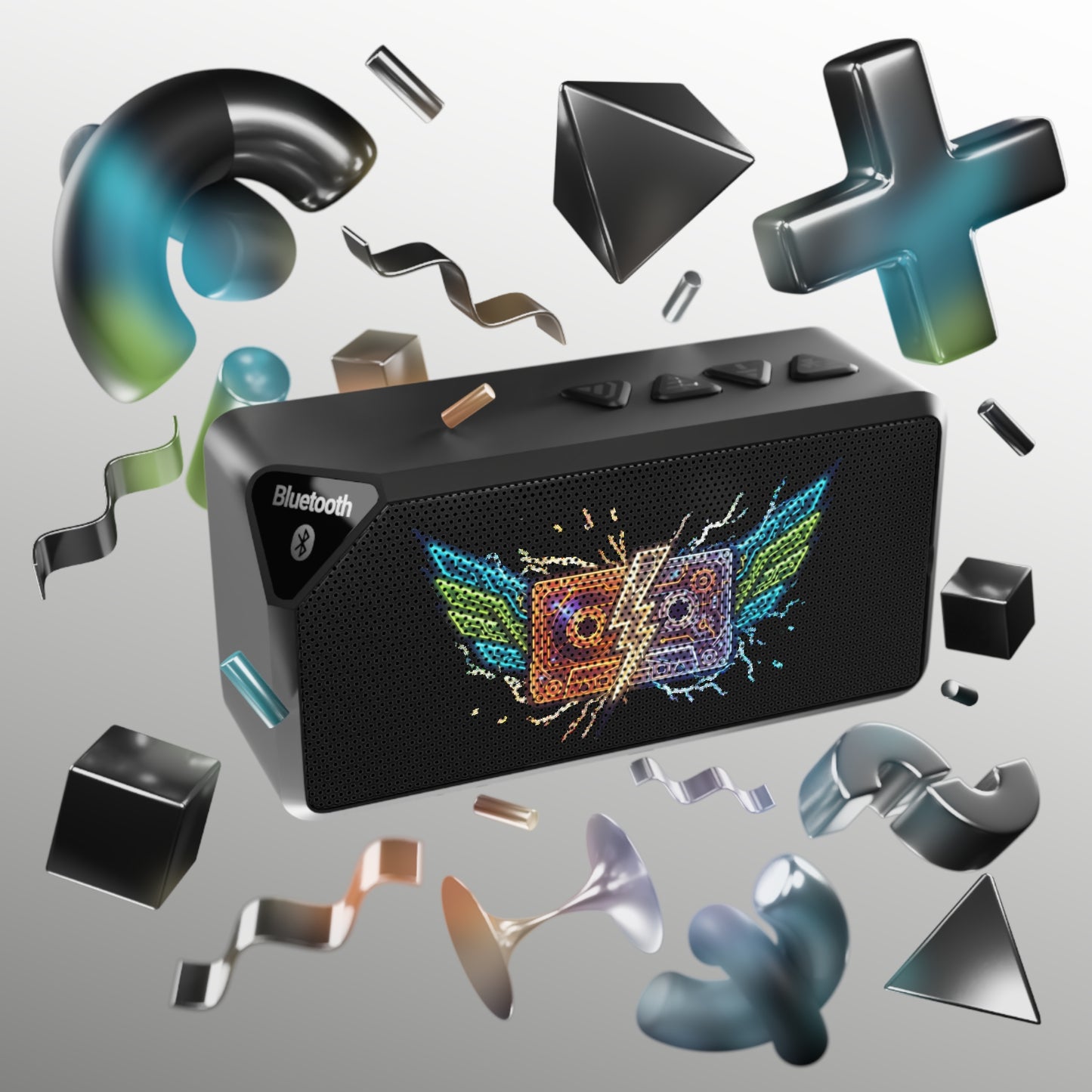 80’s Retro cassette tape Jabba Bluetooth Speaker – Colorful Winged Cassette Graphic Portable Speaker