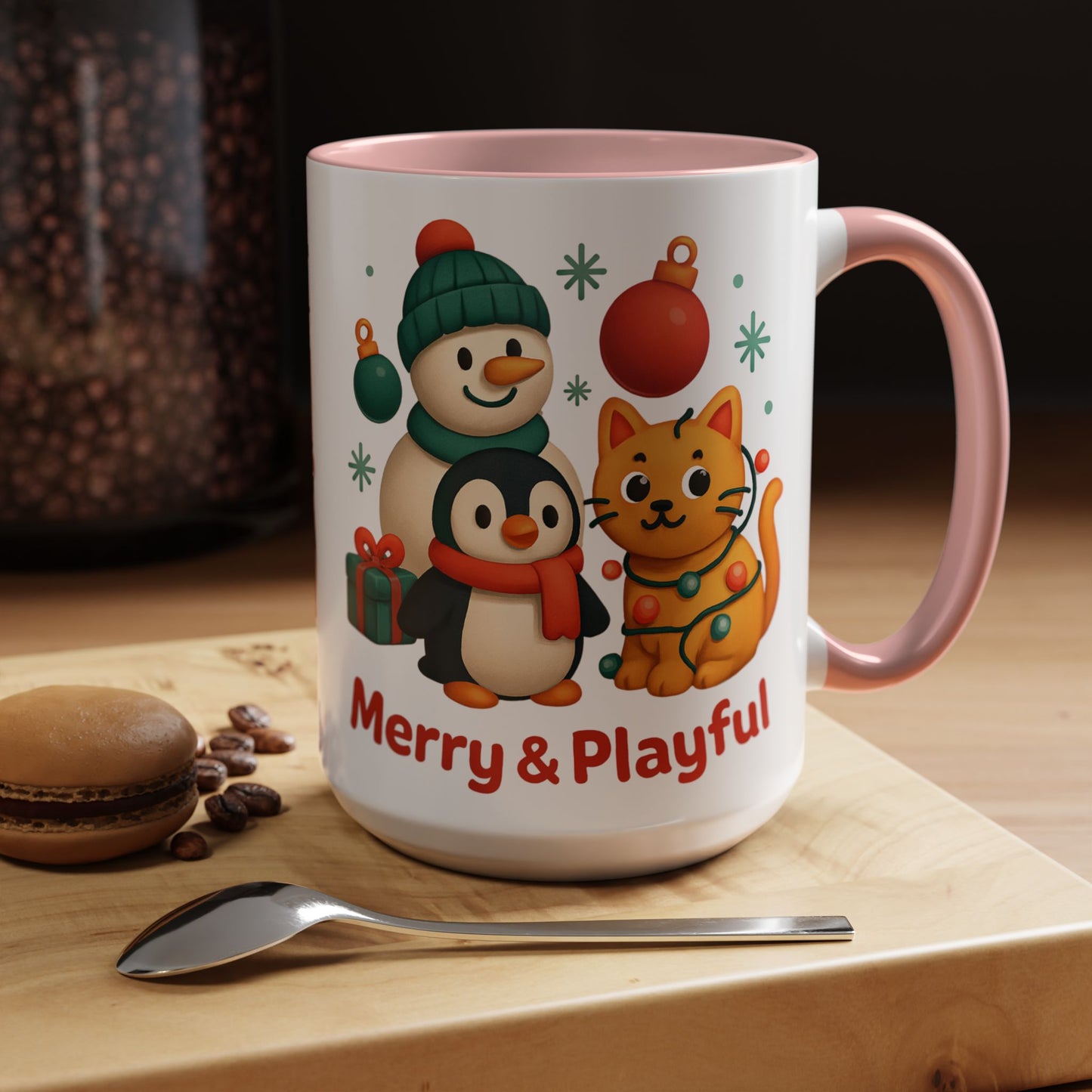 Christmas Animal Mug — "Merry & Playful" Accent Coffee Cup