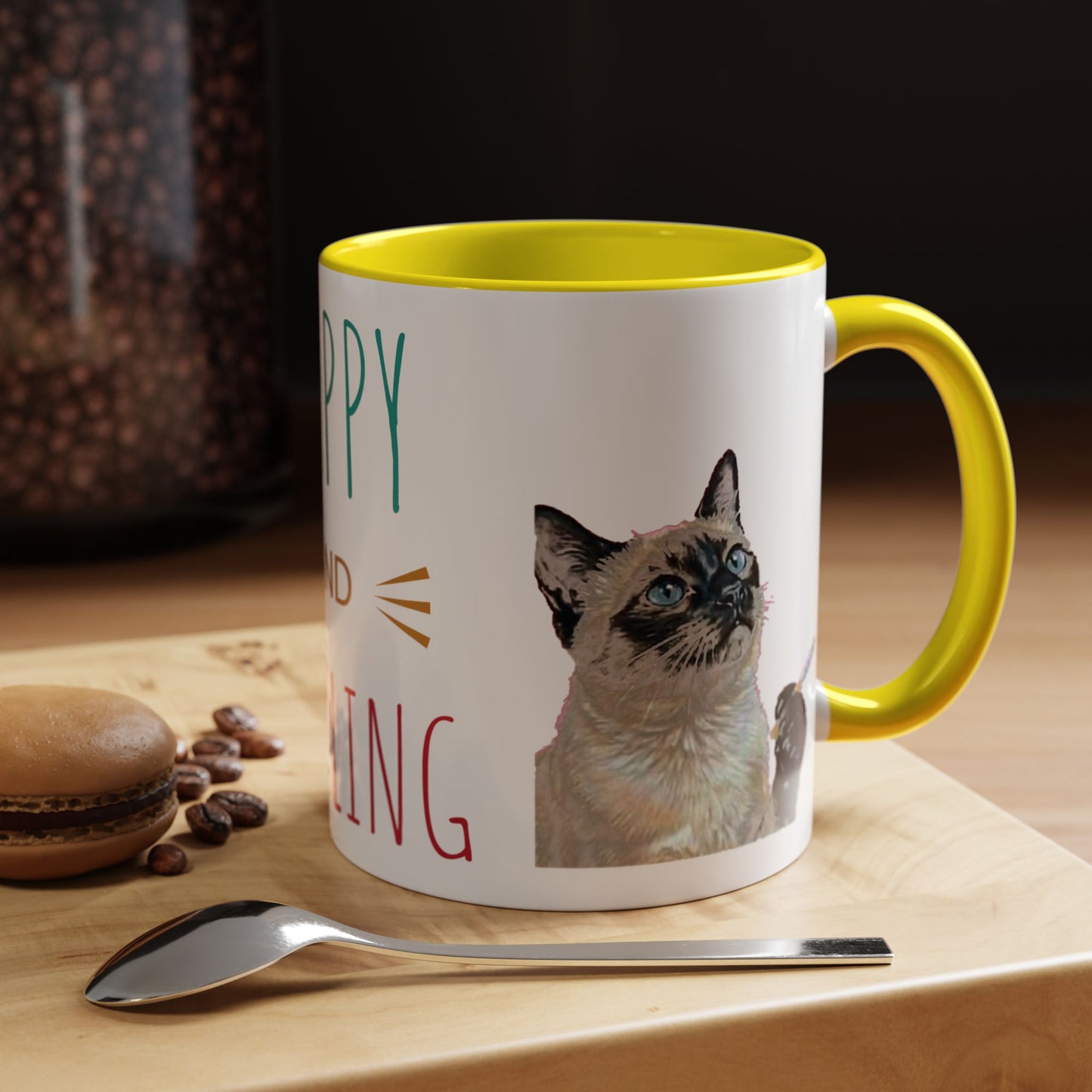 Happy and Dazzling Smoking Cat Accent Coffee Mug — 11/15oz (free shipping)