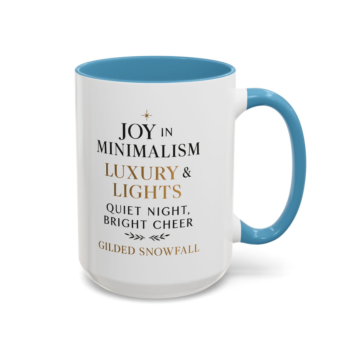Joy in Minimalism Luxury & Lights Coffee Mug — Holiday Gilded Snowfall Design (11/15oz)