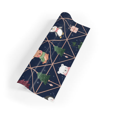 Festive Gift Wrapping Paper Roll - Holiday Cheer with Animals and Trees