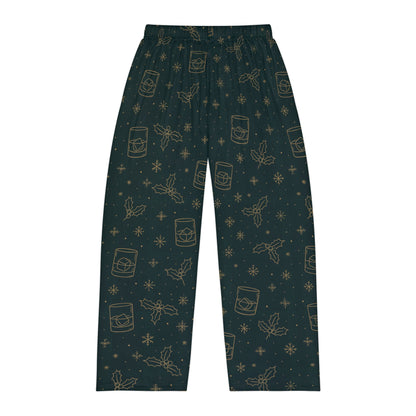 Men's whiskey Christmas Pajama Pants — Dark Green Whiskey & Botanicals Lounge Pants (All-Over Print)
