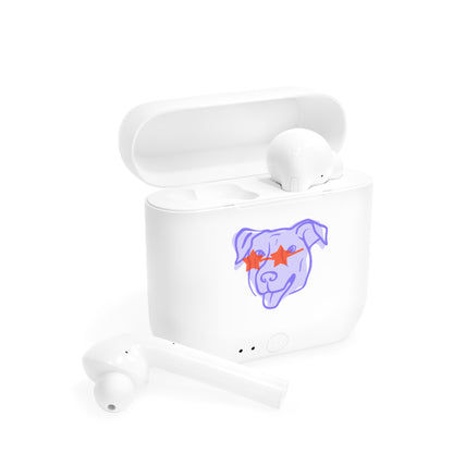 Wireless Earbuds Case — Playful Dog Illustration with Star Sunglasses