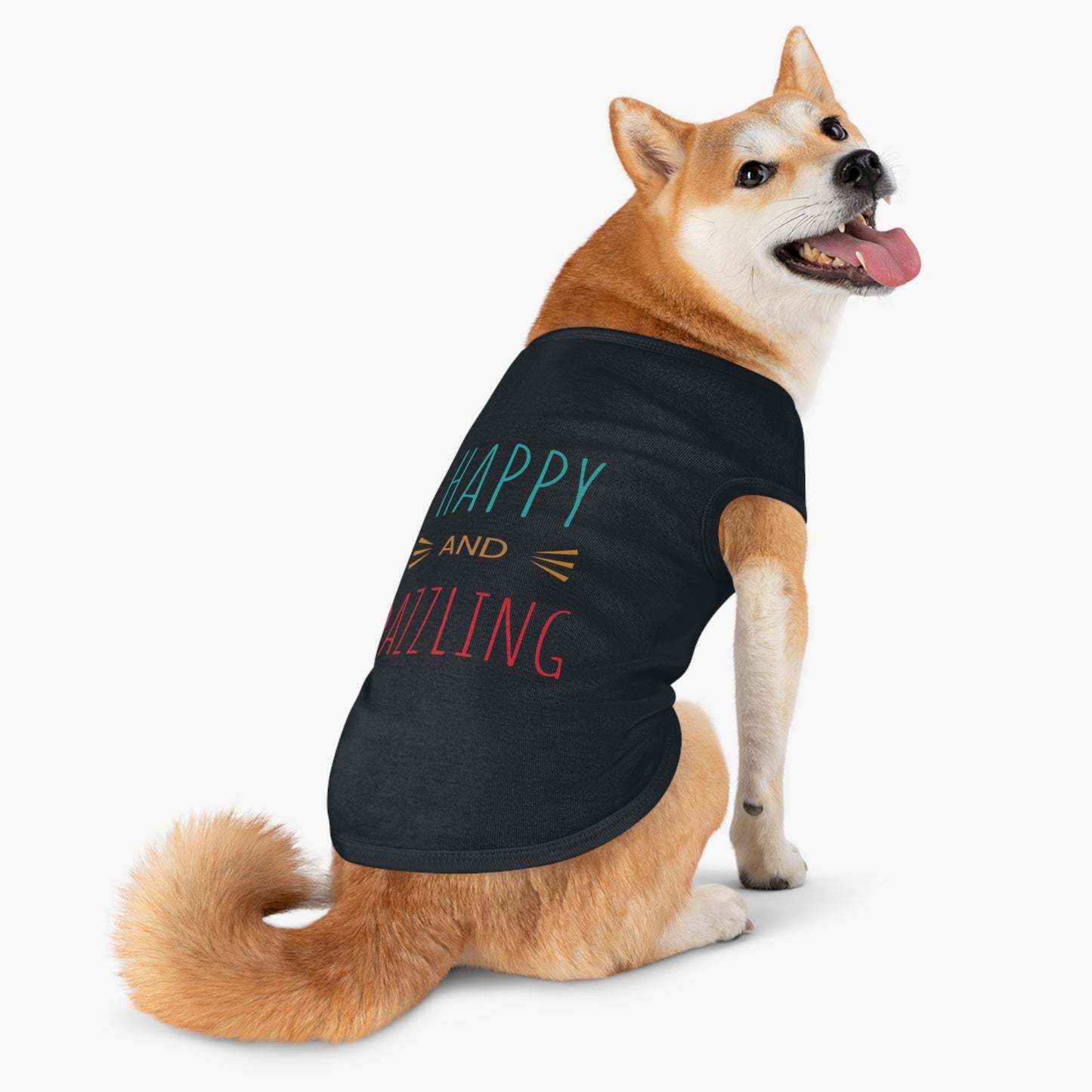 Happy and Dazzling Pet Tank Top — Colorful Graphic Dog Shirt for Everyday Wear
