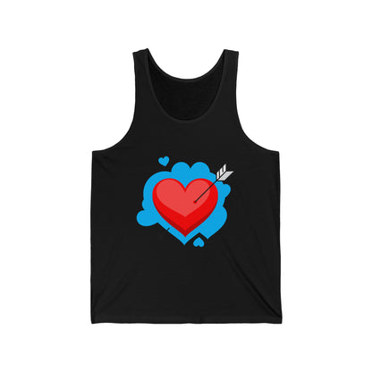 Minimal Heart and arrow " cupid heart arrow style " Tank Top — Simple Purple Heart Graphic