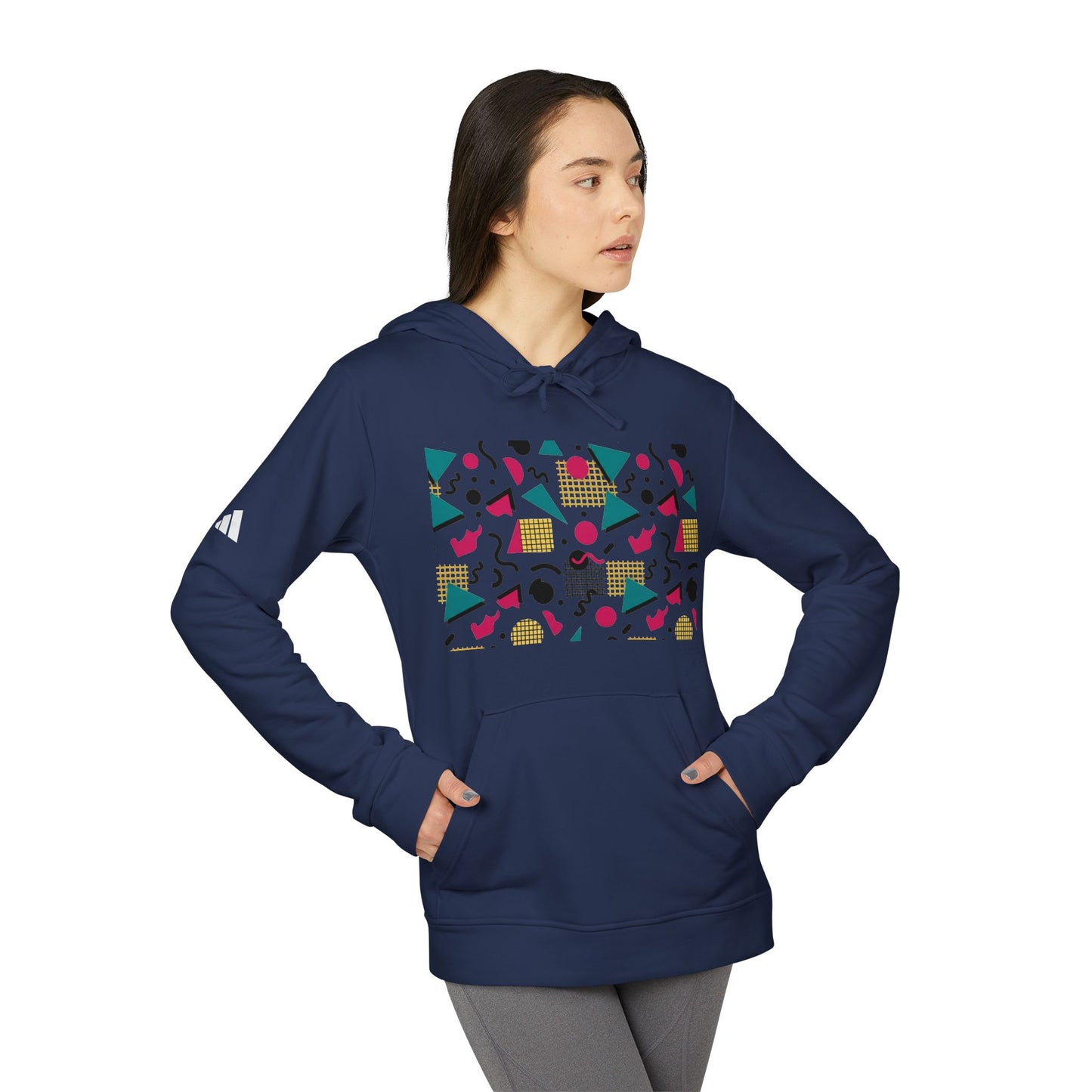 Adidas Retro 80’s Memphis Graphic Hoodie — Colorful 80s-Inspired Geometric Design