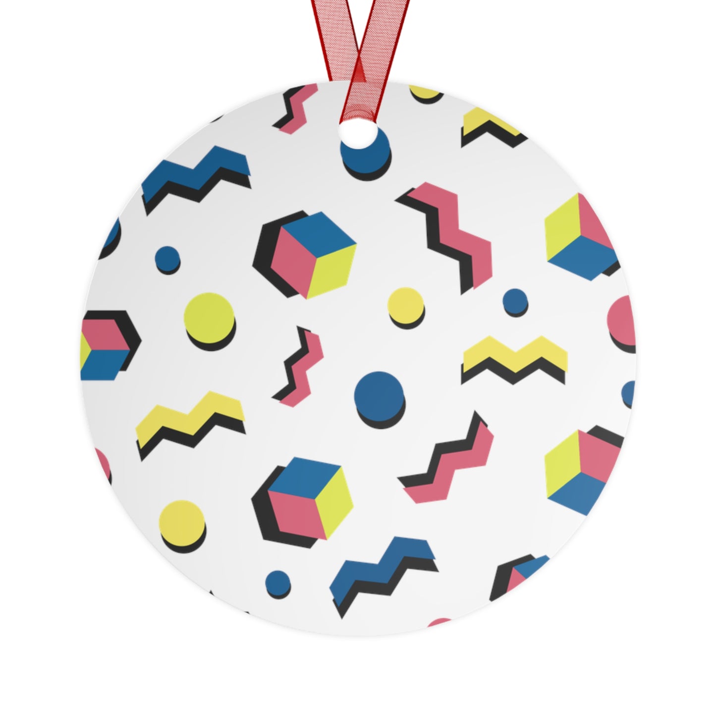 Memphis Geometric Metal Ornament — 80s Retro Bell Decoration