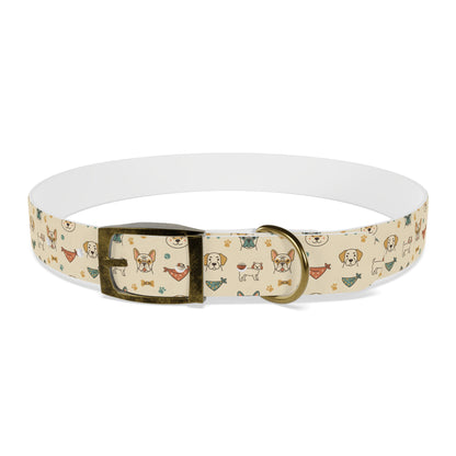 Cute Cartoon Dogs Dog Collar — Beige Puppy Pattern Adjustable Collar