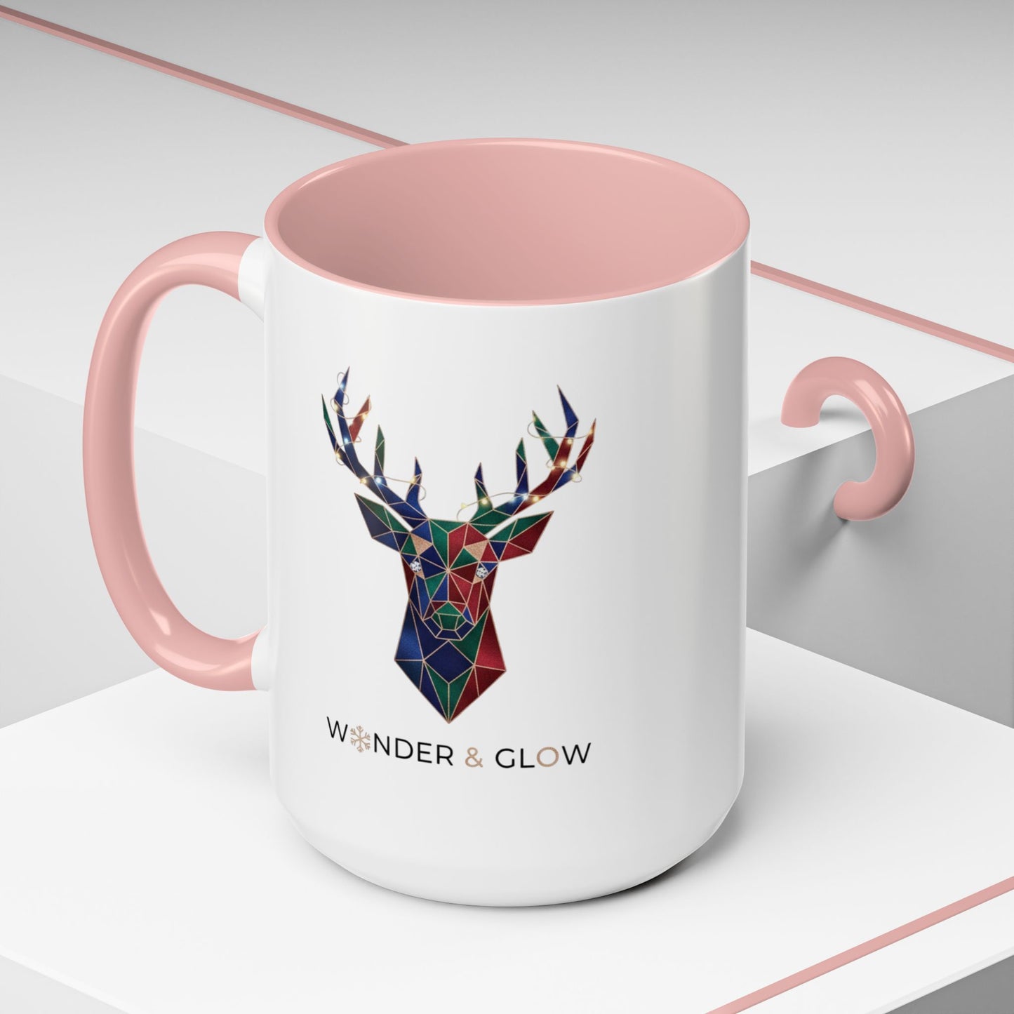 Geometric Stag Accent Coffee Mug — "Wonder & Glow" 11/15oz