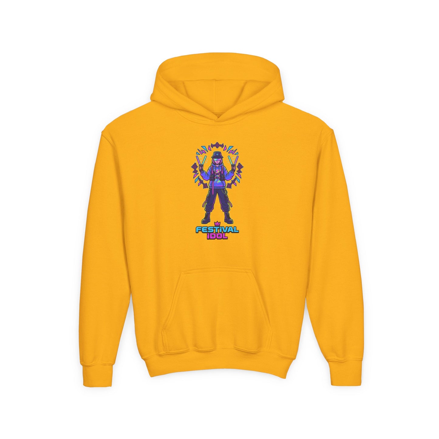 Youth Hoodie — Neon k-Pops Gamer Girl Graphic “Pixel Pal” Streetwear