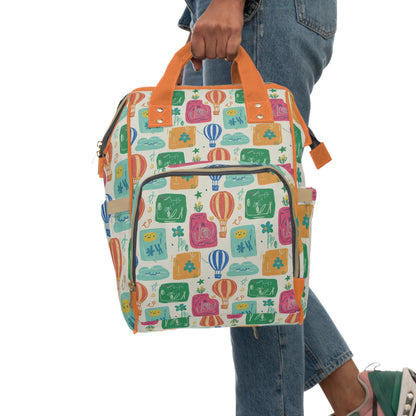 Boho - Hot Air Balloon Baby Diaper Backpack — Colorful Multifunctional Nappy Bag