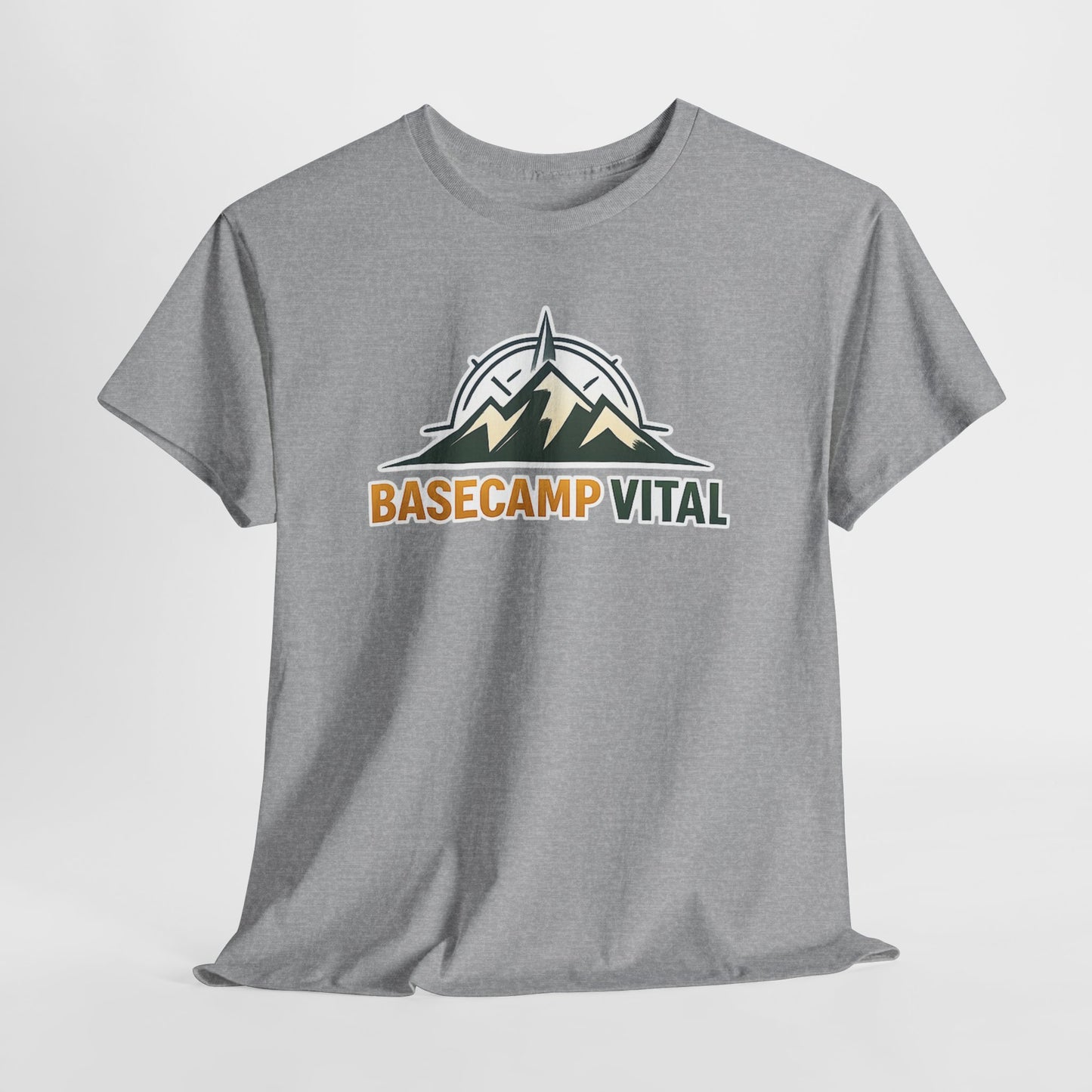 Base Camp Vital Mountain Compass Crewneck T-Shirt | Outdoor Hiking Graphic Tee | Midweight Cotton Trail Shirt (free shipping)