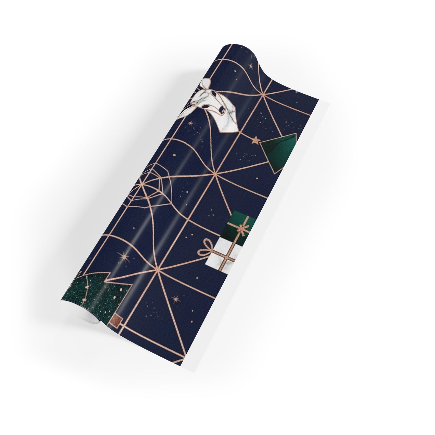 Holiday Gift Wrapping Paper Roll with Trees and Reindeer