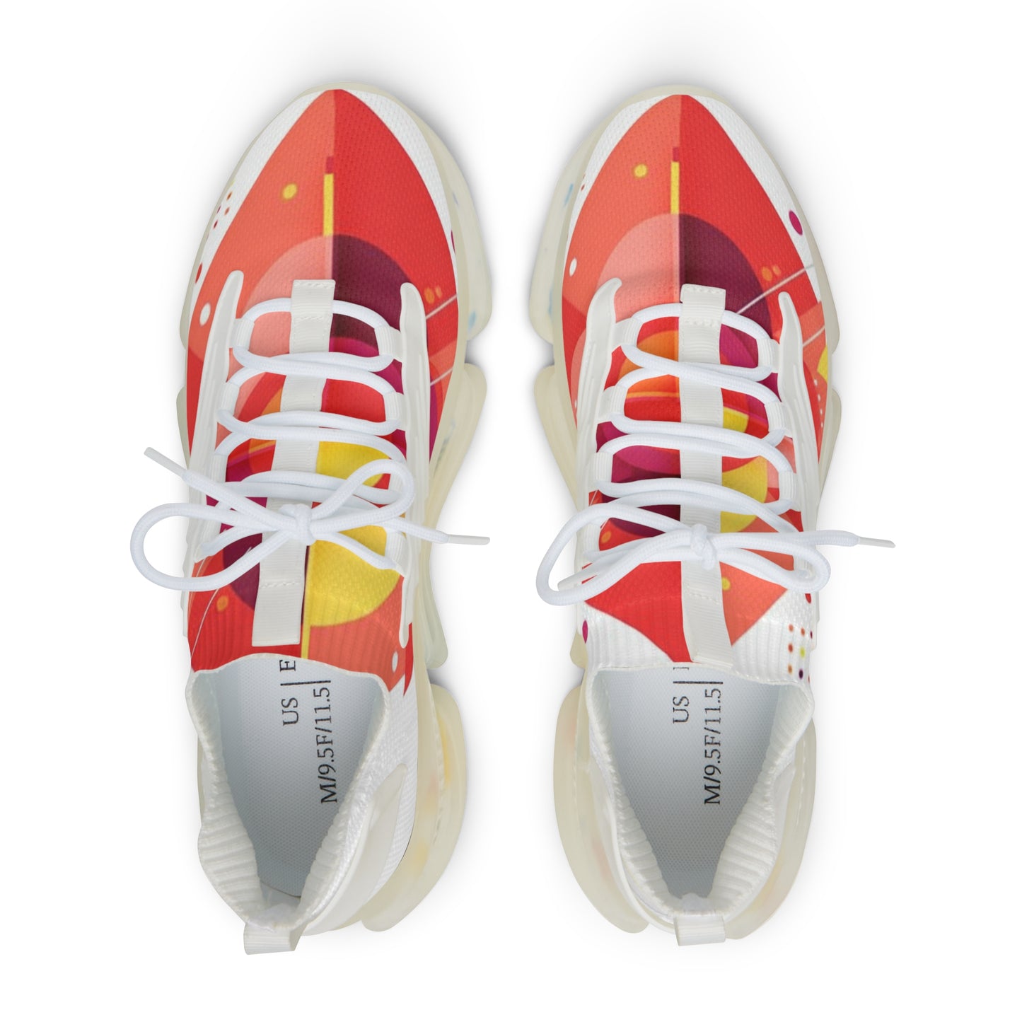 men's Mesh Sneakers — Bold Red Abstract Athletic Shoes for Men (free shipping)