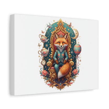 Regal Fox Throne Canvas Print — Whimsical Animal Wall Art (free shipping)
