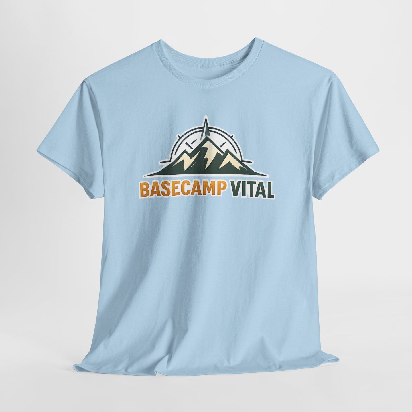 Base Camp Vital Mountain Compass Crewneck T-Shirt | Outdoor Hiking Graphic Tee | Midweight Cotton Trail Shirt (free shipping)