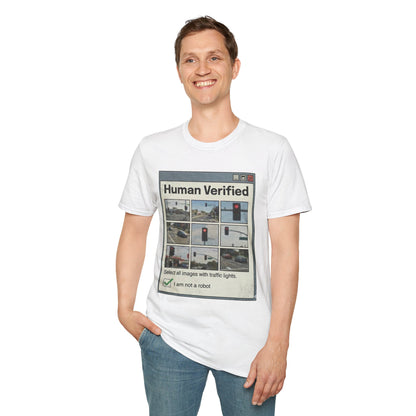 Human Verified T-Shirt – CAPTCHA Traffic Light Graphic Shirt