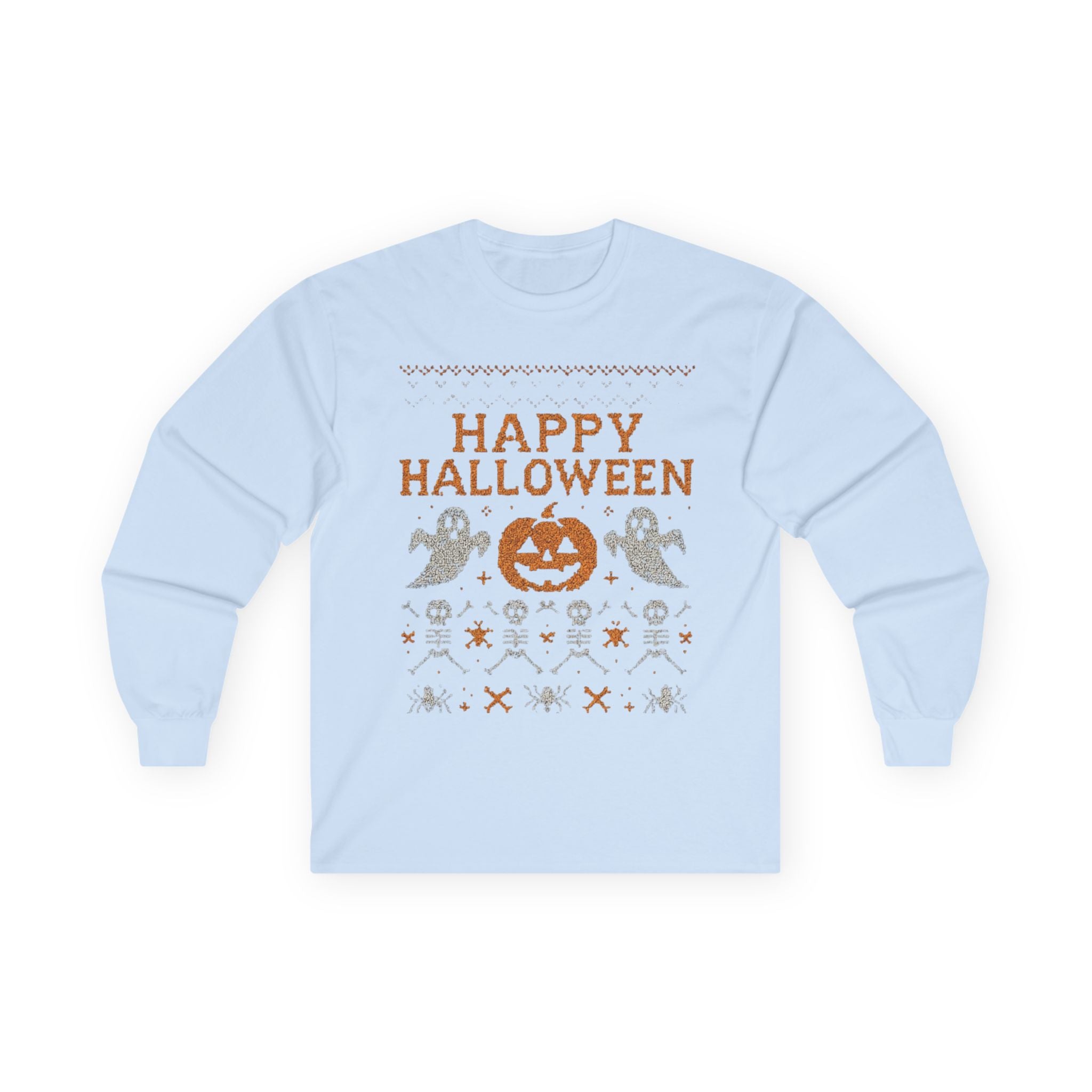 Happy Halloween Long Sleeve Tee, Spooky Tee, Halloween Costume Shirt, Autumn Festive Attire, Unisex Fall Apparel
