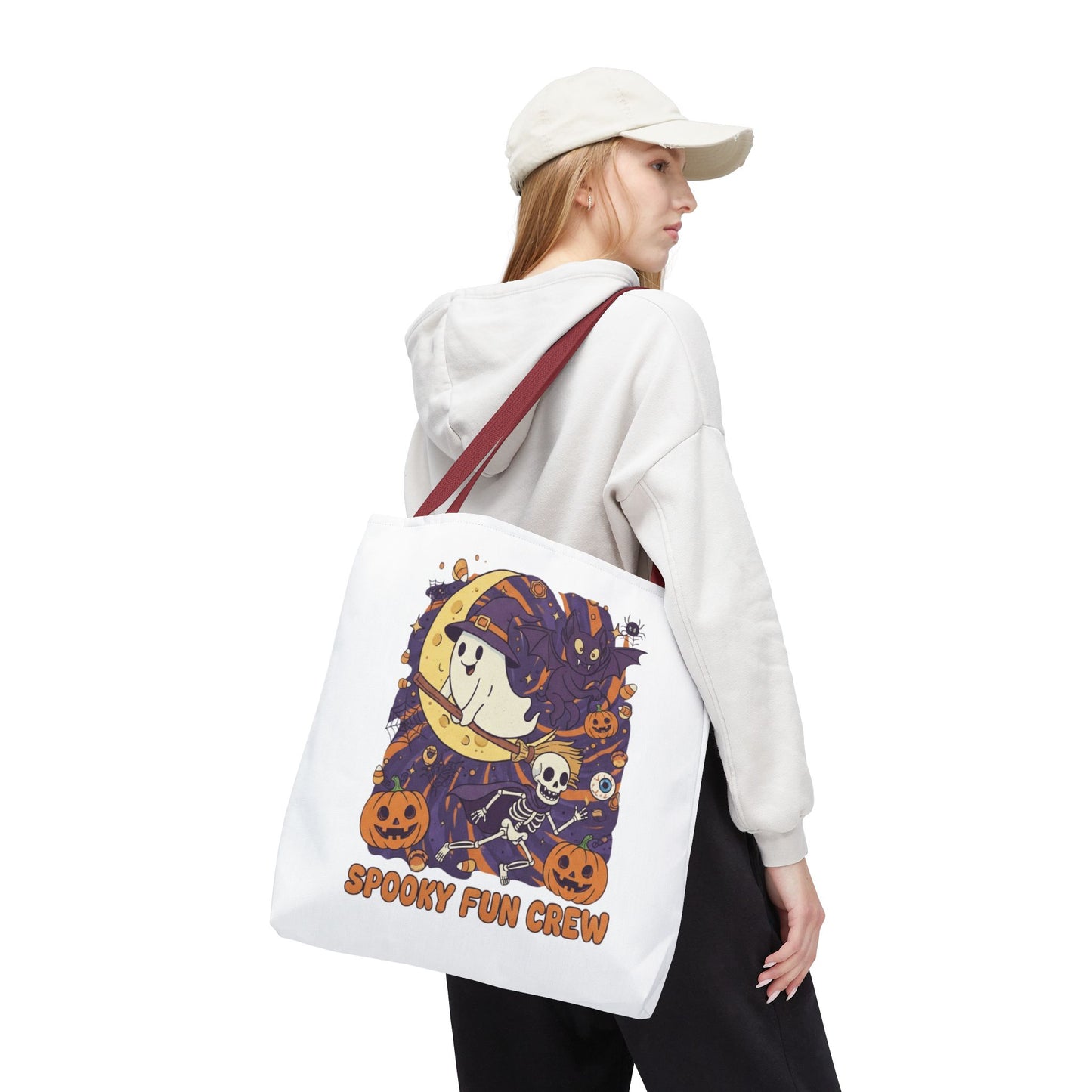 Spooky Fun Crew Halloween Tote Bag, Trick or Treat Bag, Haunted House Accessory, Fall Gift, Party Favor