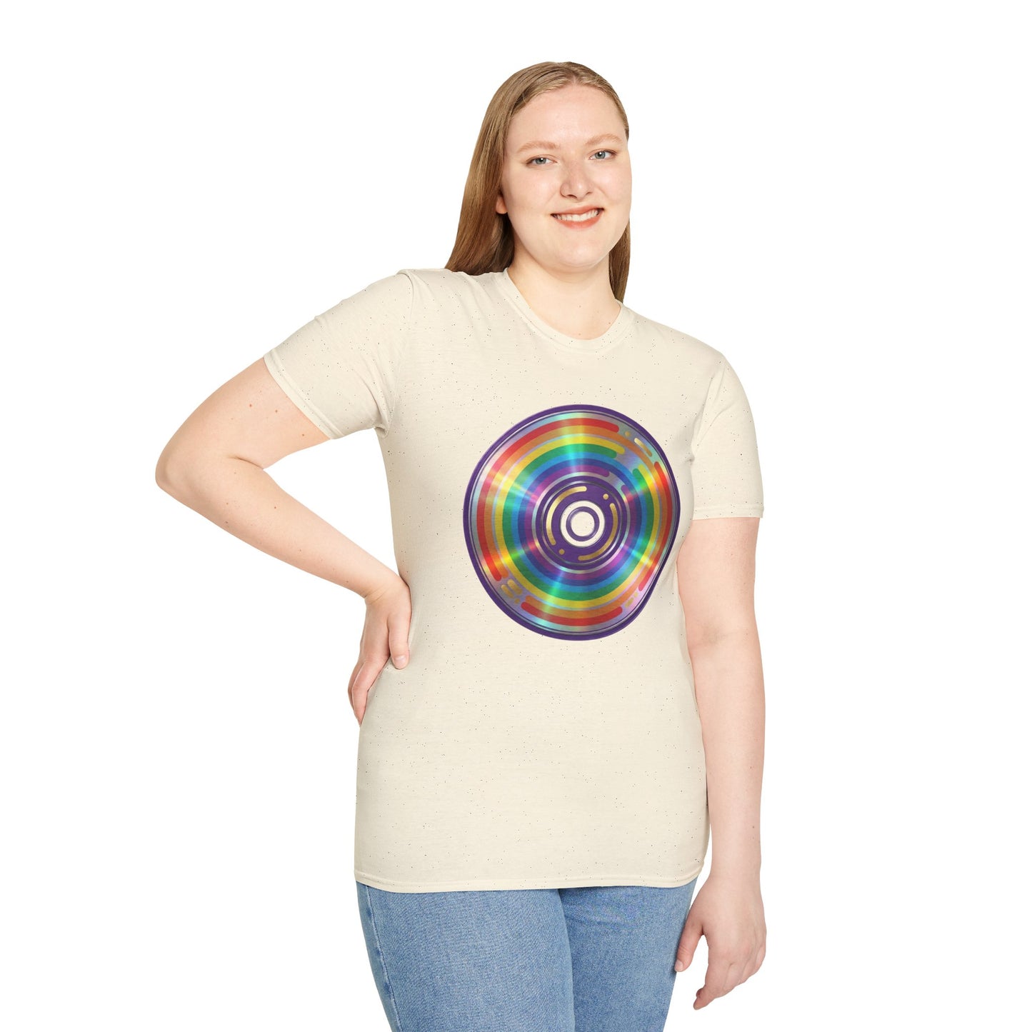 Retro Rainbow CD- Vinyl Record T-Shirt