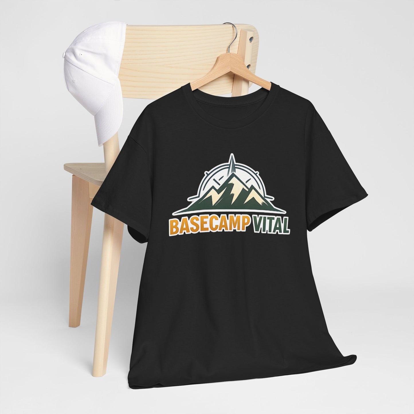 Base Camp Vital Mountain Compass Crewneck T-Shirt | Outdoor Hiking Graphic Tee | Midweight Cotton Trail Shirt (free shipping)