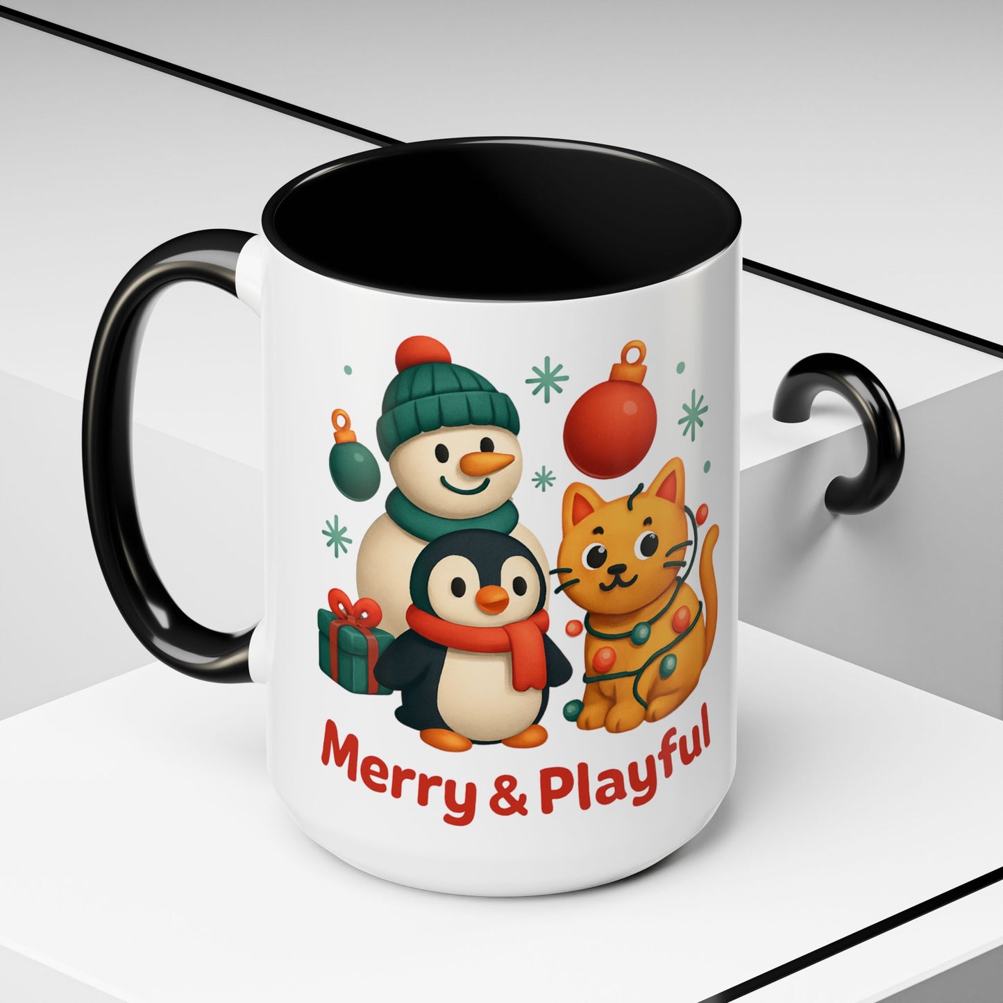 Christmas Animal Mug — "Merry & Playful" Accent Coffee Cup