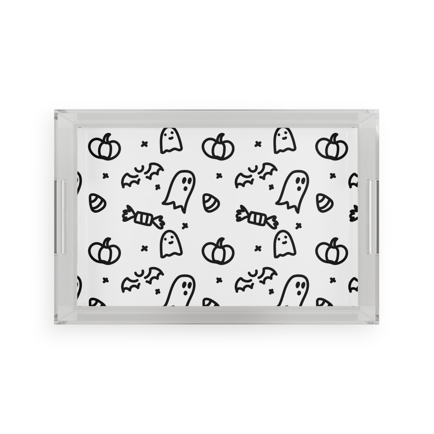 Halloween Acrylic Serving Tray with Ghost and Pumpkin Design