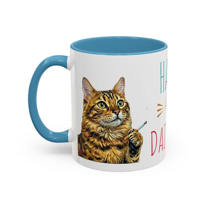 Happy and Dazzling smoking Cat Coffee Mug- cat smoking cigarette- funny (free shipping)