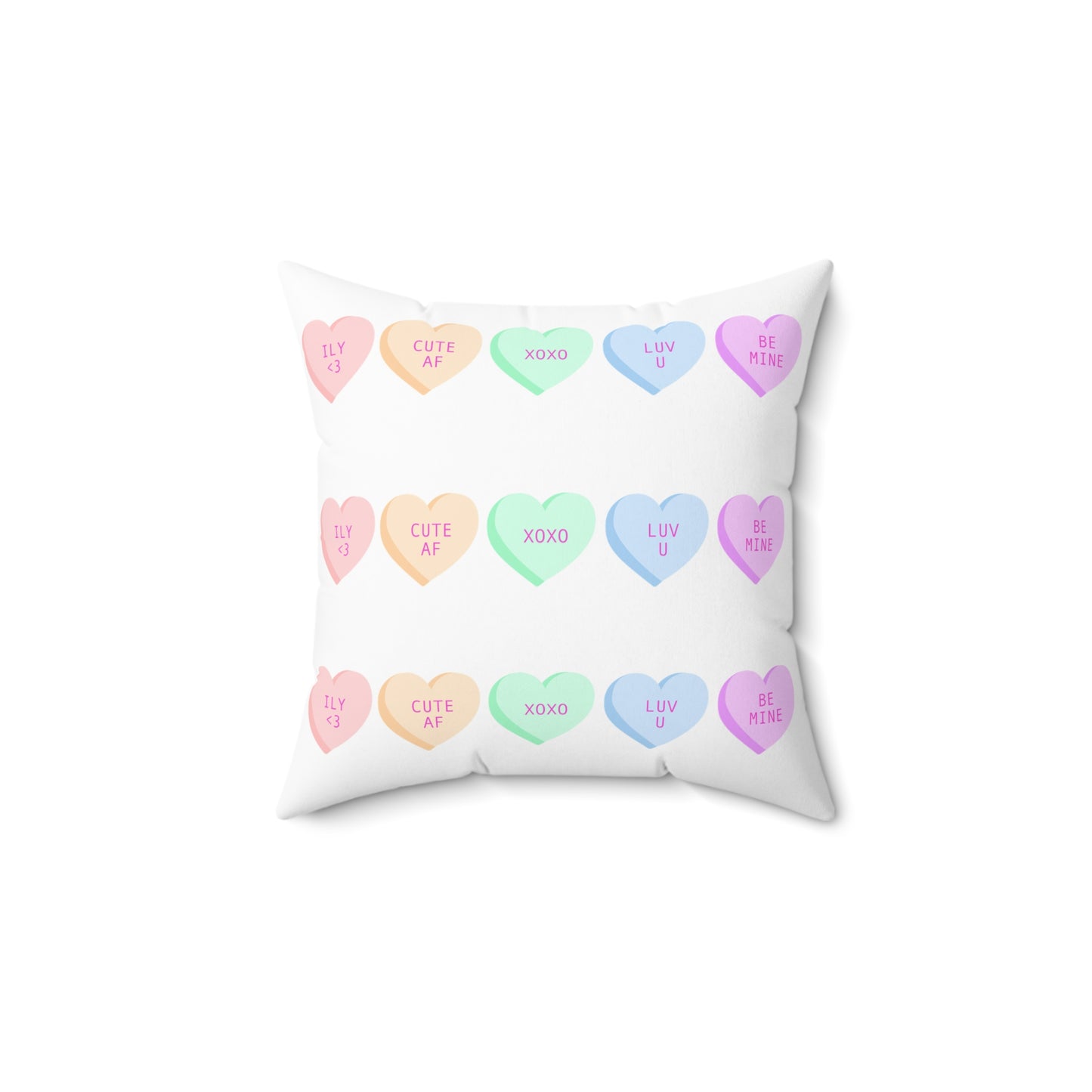 Candy Heart Conversation Pillow — Pastel Valentine Decorative Throw Pillow (free shipping)